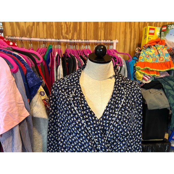 Veronica Beard Worth Blouse Blue Floral Sz 2 Long Sleeve Workwear SILK - Picture 3 of 12